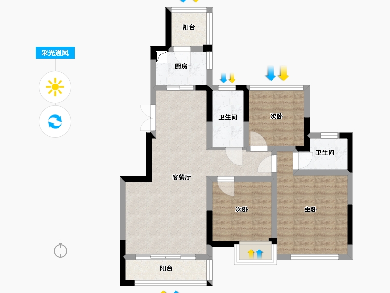 四川省-南充市-永康丽都国际-73.73-户型库-采光通风