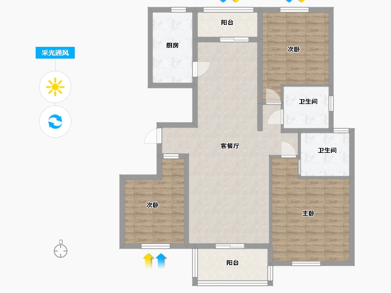 河北省-廊坊市-普罗旺斯-110.00-户型库-采光通风