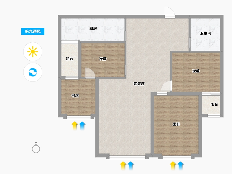 陕西省-榆林市-尚品君悦-98.00-户型库-采光通风