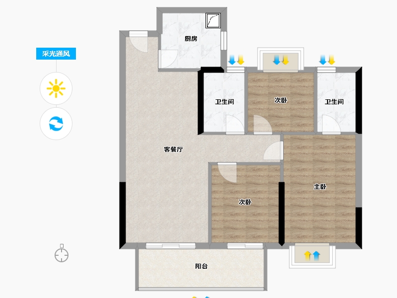 福建省-福州市-滨海・橙里-89.00-户型库-采光通风