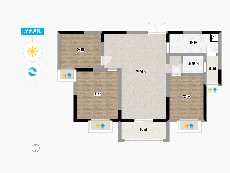 福建省-莆田市-莆兴二区-73.00-户型库-采光通风