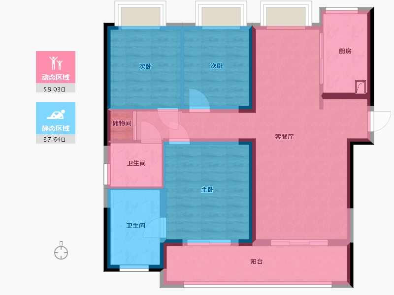 湖北省-武汉市-武汉融创城-98.00-户型库-动静分区