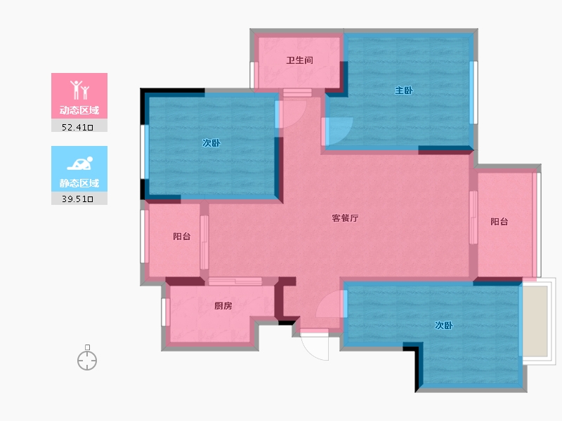 安徽省-淮南市-联华泉山湖-82.00-户型库-动静分区