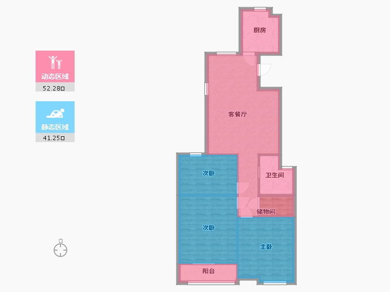 江苏省-南京市-华庭北园-88.20-户型库-动静分区