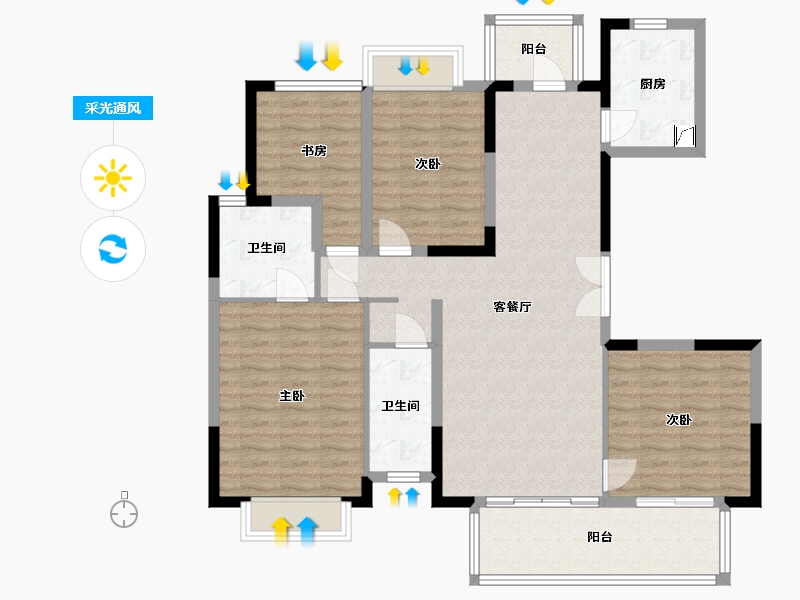 广西壮族自治区-南宁市-大唐盛世3期-120.00-户型库-采光通风