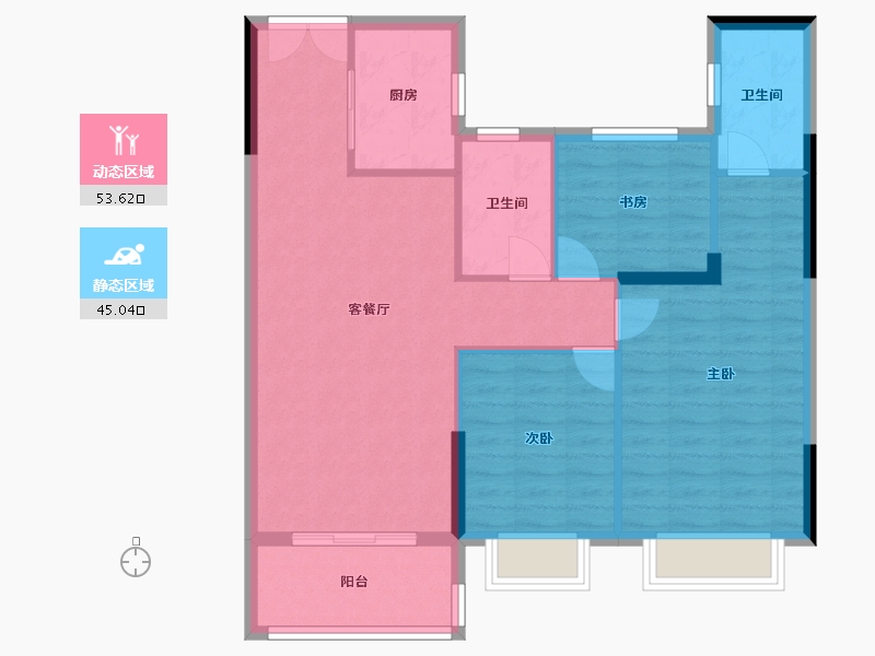 湖北省-黄冈市-瑞锦东城-89.00-户型库-动静分区