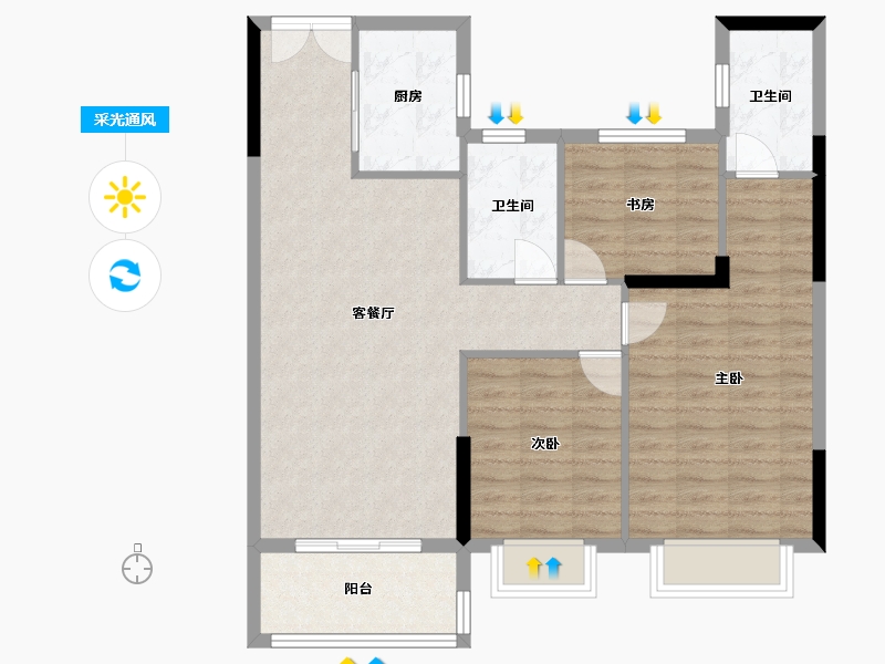 湖北省-黄冈市-瑞锦东城-89.00-户型库-采光通风