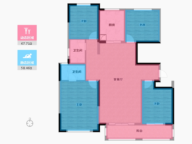 宁夏回族自治区-银川市-中海城东郡-130.00-户型库-动静分区