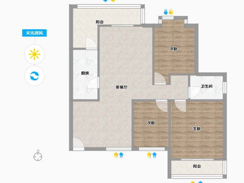 湖北省-武汉市-葛洲坝国际广场-85.38-户型库-采光通风