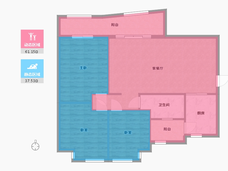 广东省-广州市-愉景南苑-88.76-户型库-动静分区