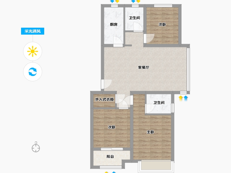 河北省-石家庄市-百合御景城-87.00-户型库-采光通风