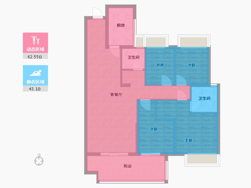 湖南省-长沙市-金侨风华府-94.44-户型库-动静分区