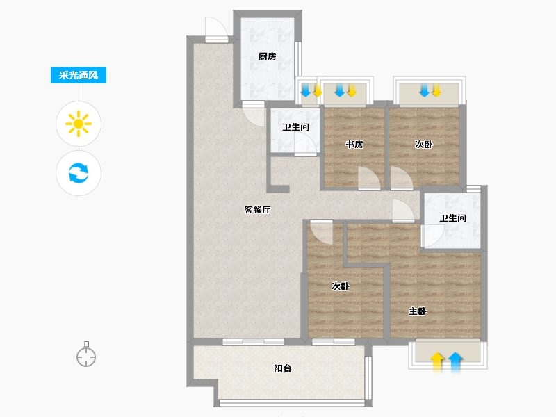 湖南省-长沙市-金侨风华府-94.44-户型库-采光通风