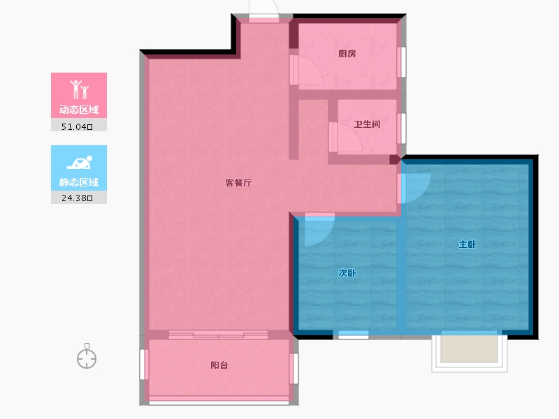 湖南省-长沙市-湘江东-75.00-户型库-动静分区