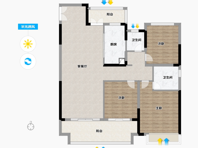 安徽省-芜湖市-保利信达熙悦府-123.00-户型库-采光通风