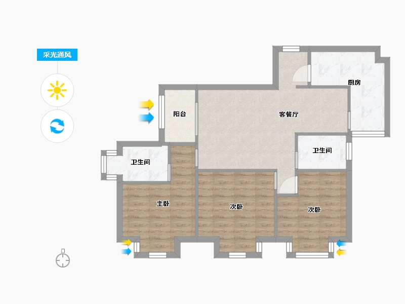 广东省-广州市-宝盛新家园-72.50-户型库-采光通风