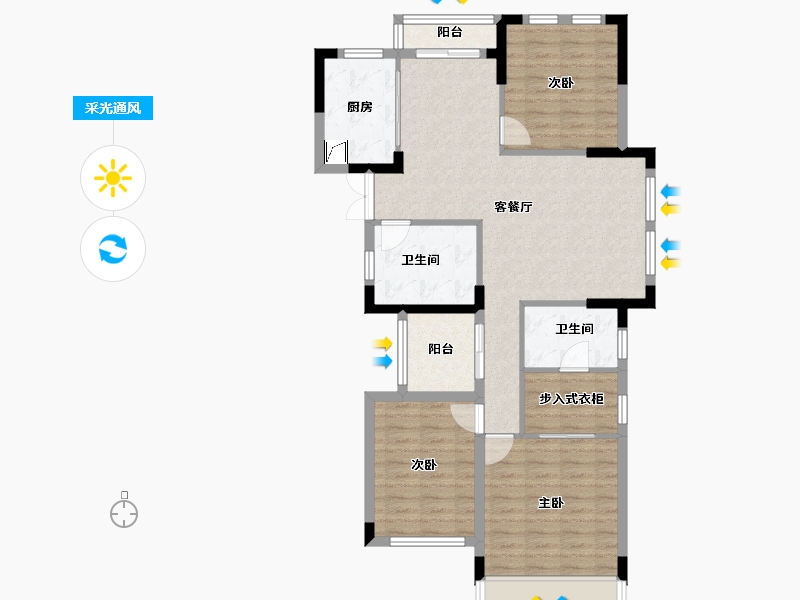 湖南省-长沙市-山水誉峰-102.76-户型库-采光通风