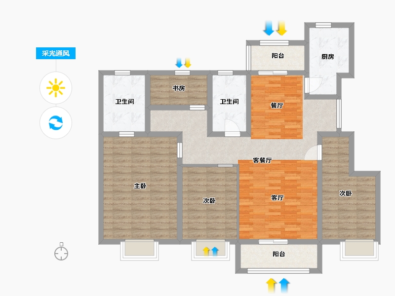 陕西省-西安市-西港兰池郡-123.75-户型库-采光通风