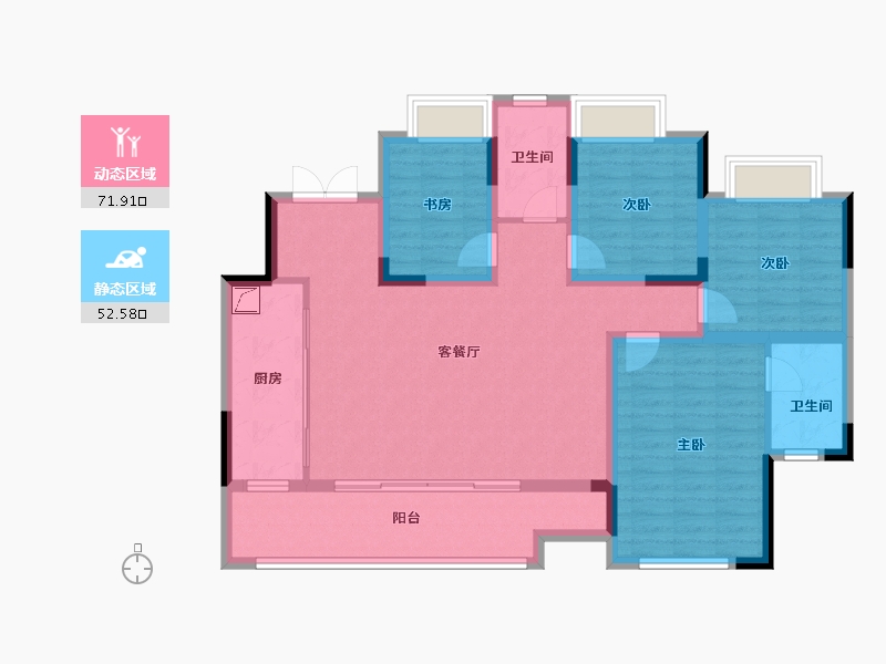 重庆-重庆市-华润·澜山望-116.00-户型库-动静分区