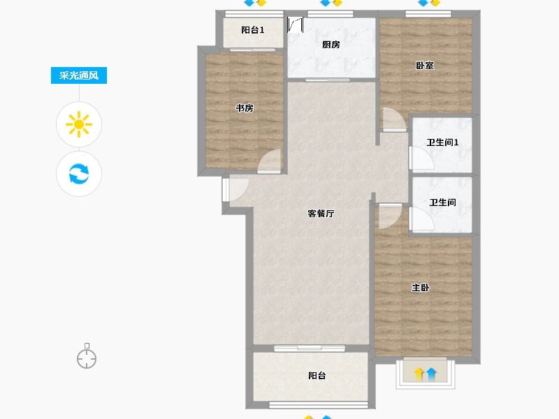 甘肃省-天水市-景园鑫苑广场-102.00-户型库-采光通风