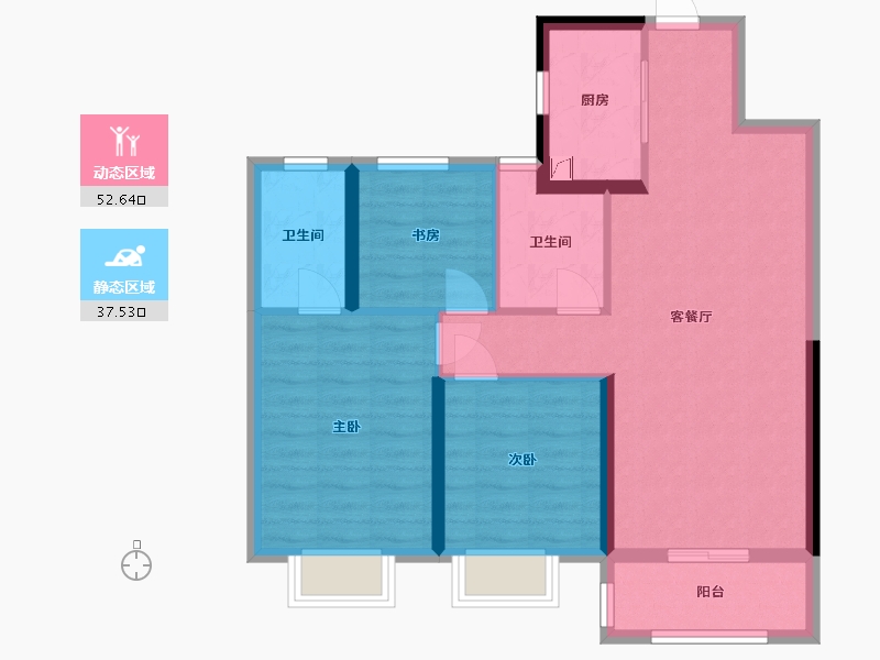 湖北省-武汉市-天上人间-86.00-户型库-动静分区