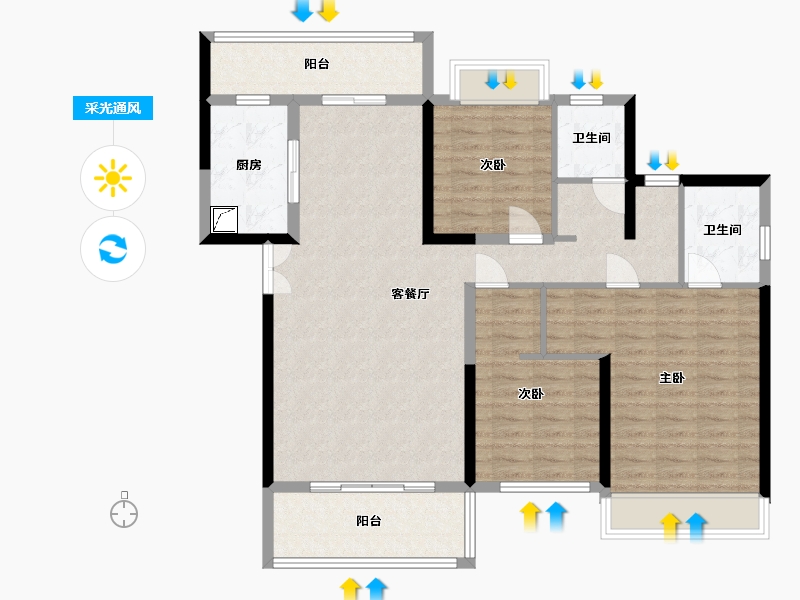 湖南省-衡阳市-常宁樾府-125.00-户型库-采光通风