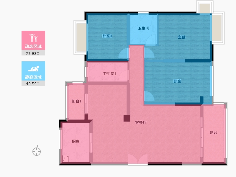 湖南省-益阳市-中苑风华-150.00-户型库-动静分区