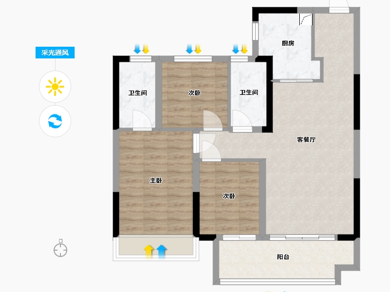 河南省-信阳市-建业天明未来城-80.00-户型库-采光通风