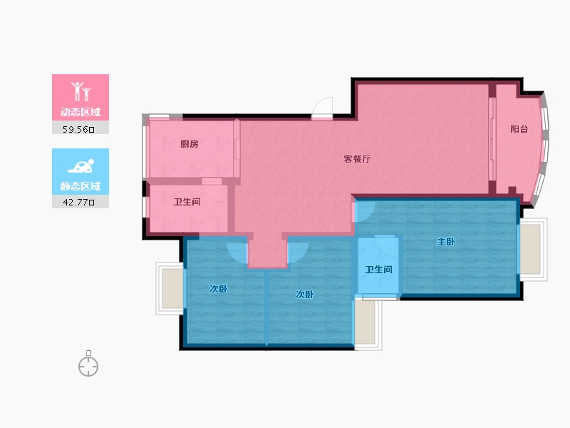 广东省-佛山市-俊雅花园-91.69-户型库-动静分区