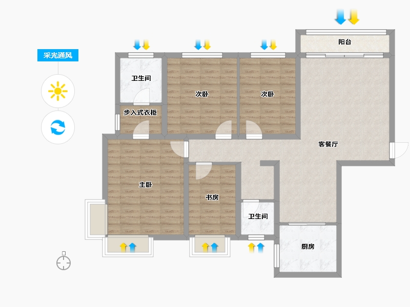 山东省-东营市-翠湖小区-106.00-户型库-采光通风