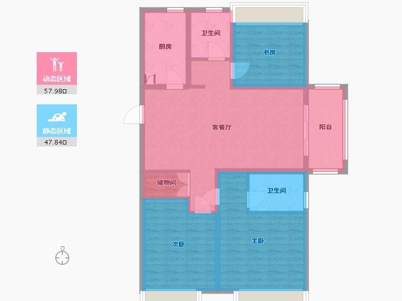 江苏省-宿迁市-城际空间站-94.40-户型库-动静分区