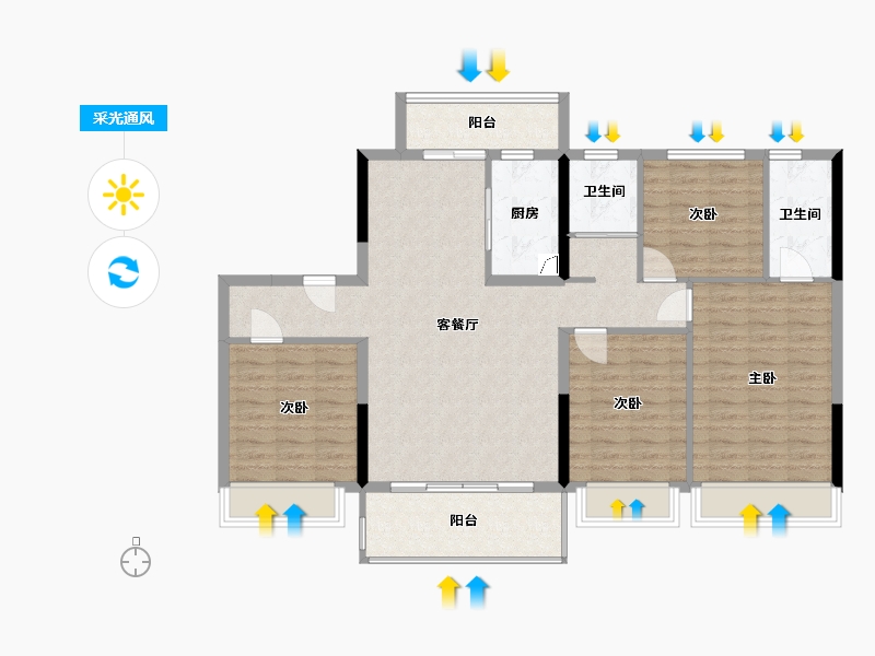 河南省-驻马店市-汝南碧桂园-112.00-户型库-采光通风