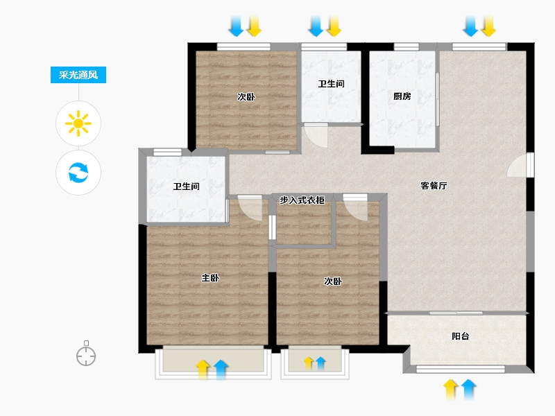 江苏省-连云港市-苍梧家苑-106.91-户型库-采光通风