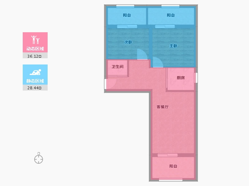 北京-北京市-黑窑厂西里-56.63-户型库-动静分区