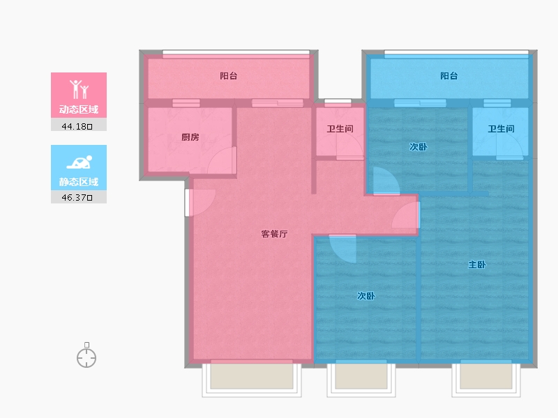 云南省-思茅市-将军路-90.00-户型库-动静分区