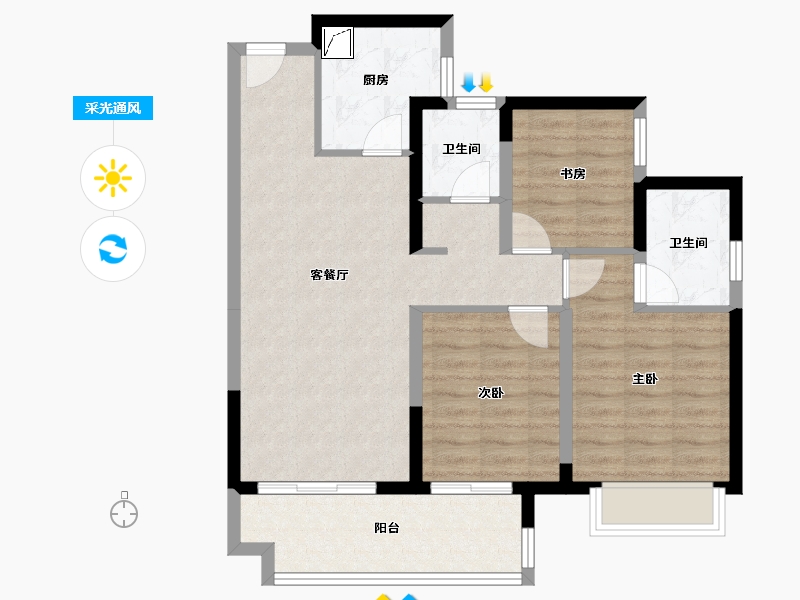 湖南省-常德市-金科-90.00-户型库-采光通风