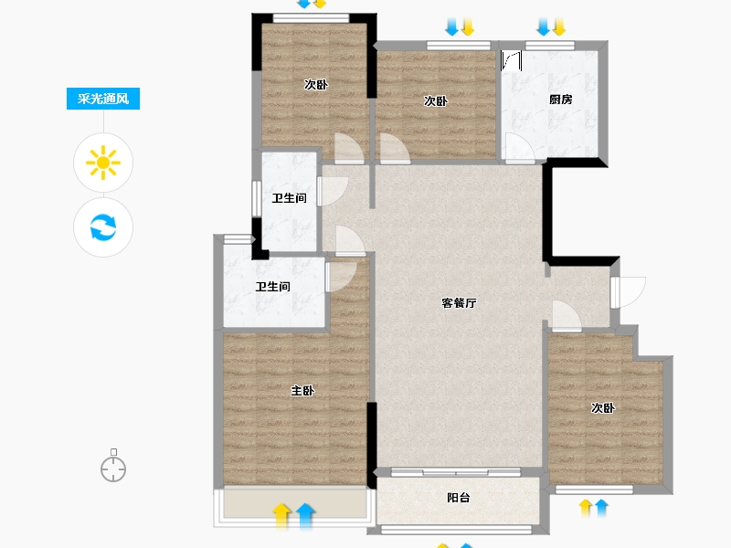 广东省-深圳市-恒裕珑城-110.00-户型库-采光通风