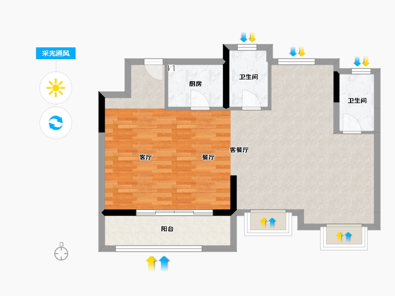 浙江省-湖州市-绿地文华府-78.00-户型库-采光通风