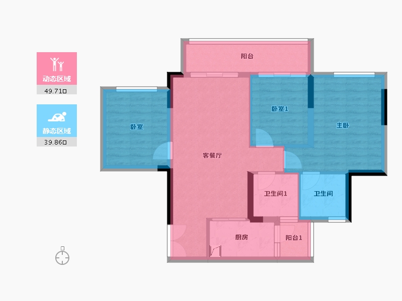 四川省-泸州市-贤达中央公园-80.04-户型库-动静分区