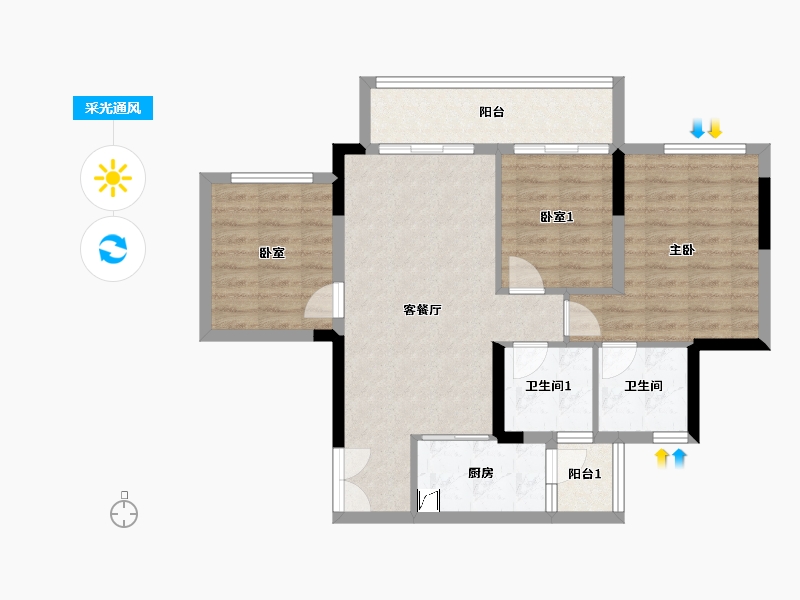 四川省-泸州市-贤达中央公园-80.04-户型库-采光通风