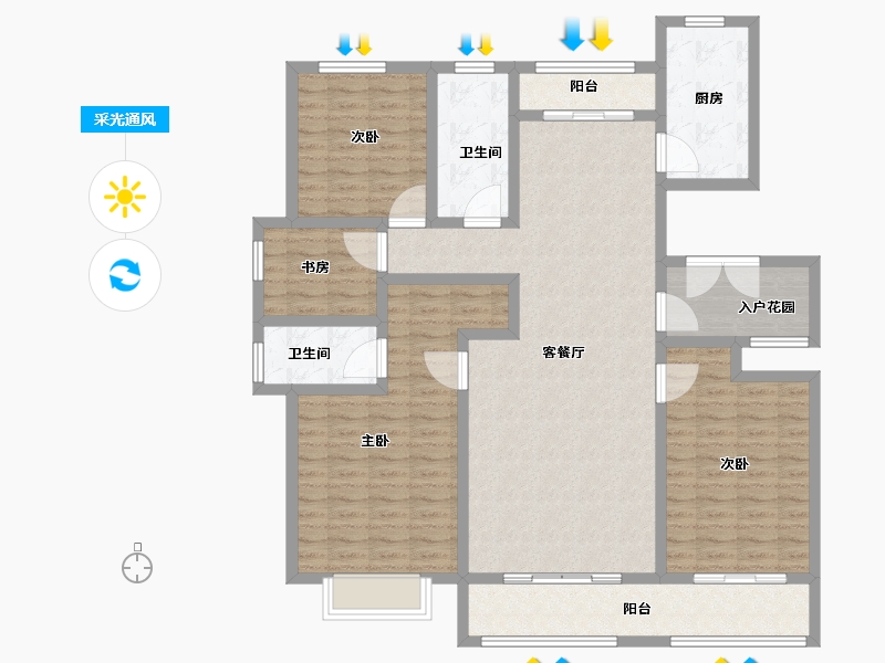 山东省-泰安市-高晖洲际花园-134.00-户型库-采光通风