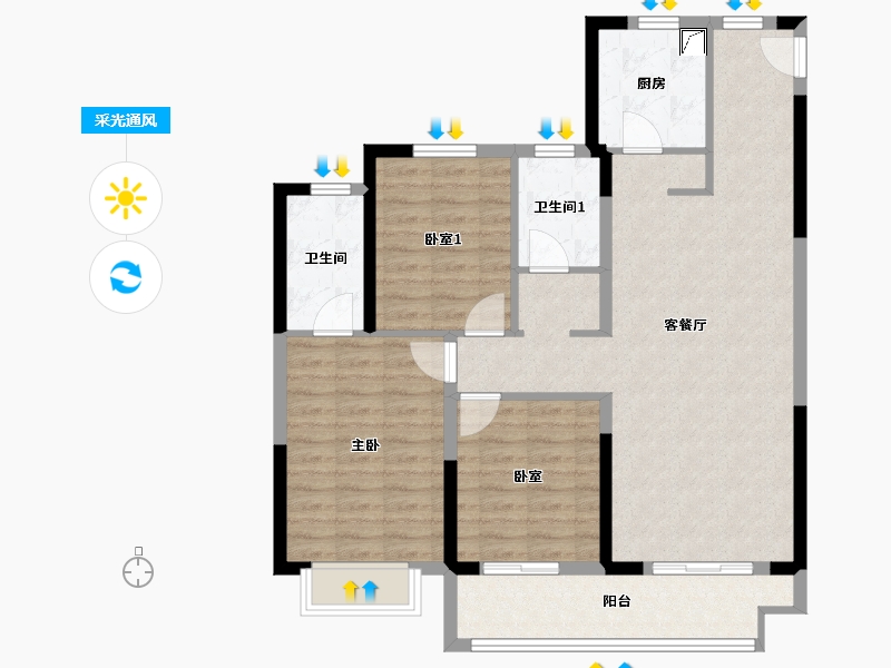 河南省-许昌市-当代阅MOMO-96.00-户型库-采光通风