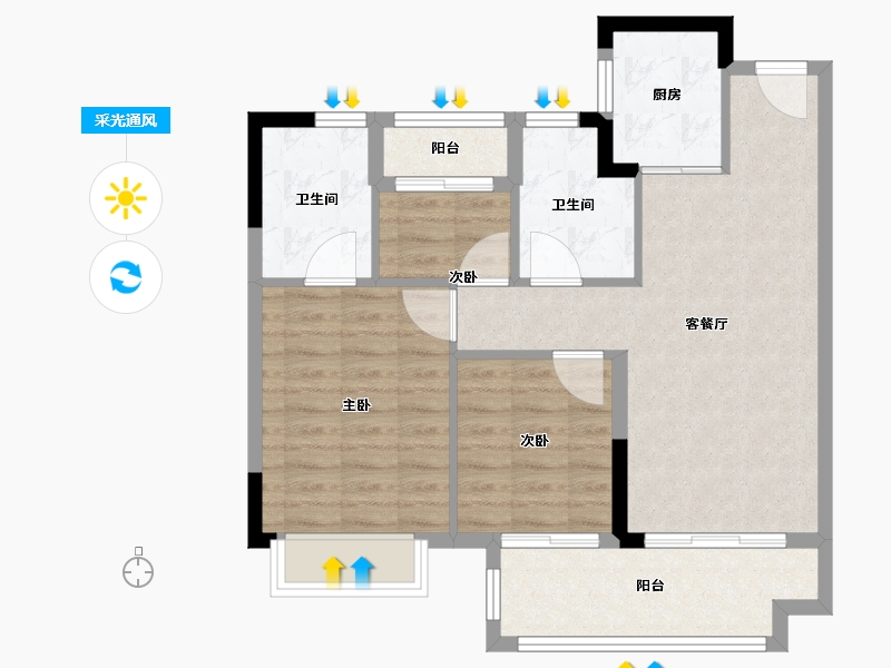 福建省-福州市-书香府-76.00-户型库-采光通风