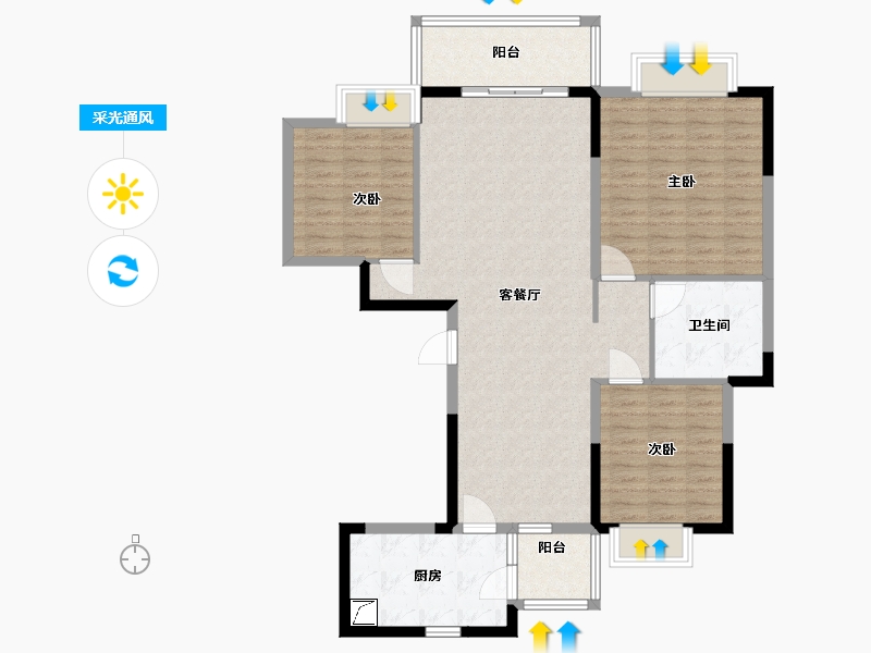 江苏省-南京市-恒大樾溪-110.00-户型库-采光通风