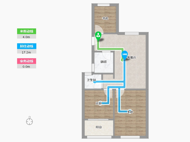 江苏省-南京市-花港幸福城杜鹃园-64.00-户型库-动静线