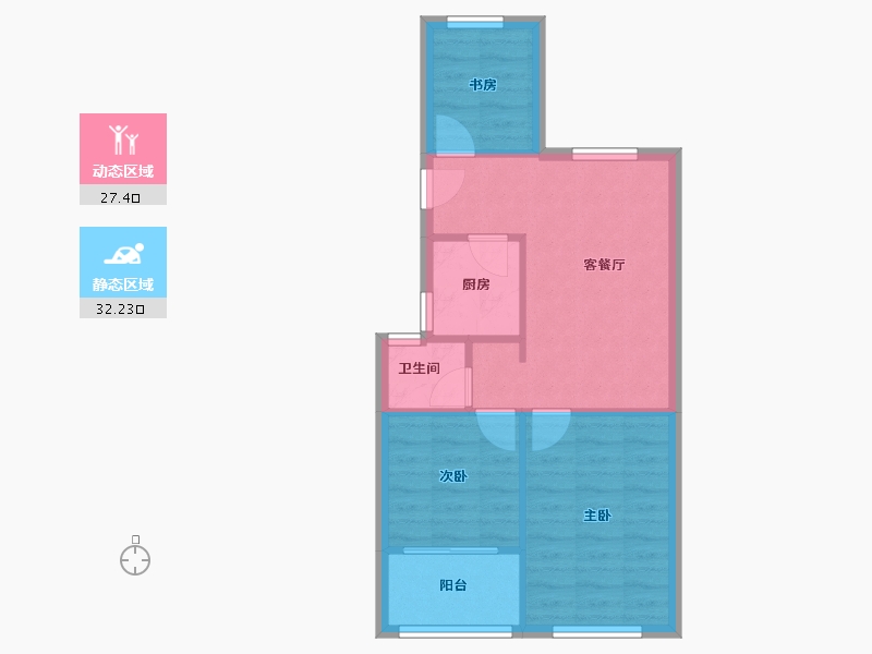 江苏省-南京市-花港幸福城杜鹃园-64.00-户型库-动静分区