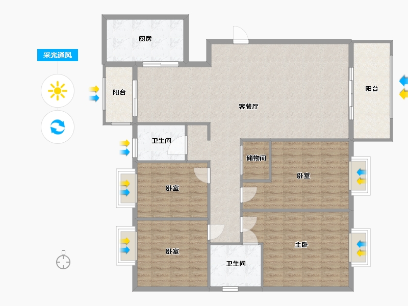 福建省-泉州市-裕盛名门-146.00-户型库-采光通风