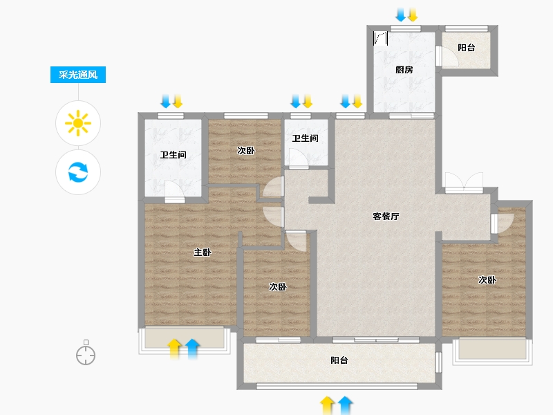 山东省-烟台市-万科翡翠大道-124.60-户型库-采光通风