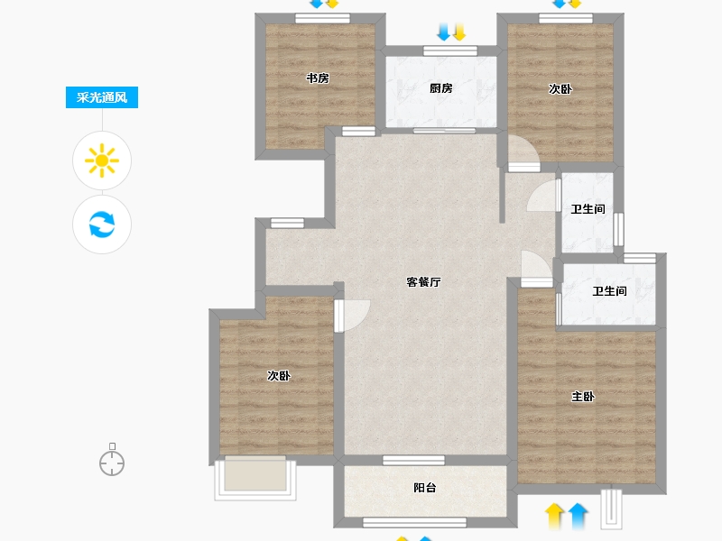 河北省-沧州市-泰和嘉园-108.00-户型库-采光通风