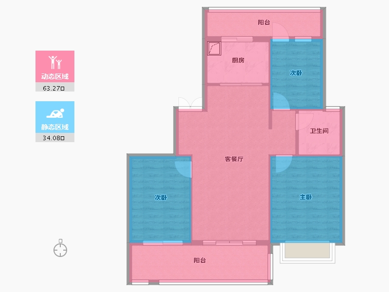 山东省-烟台市-宏锦万花城-90.00-户型库-动静分区